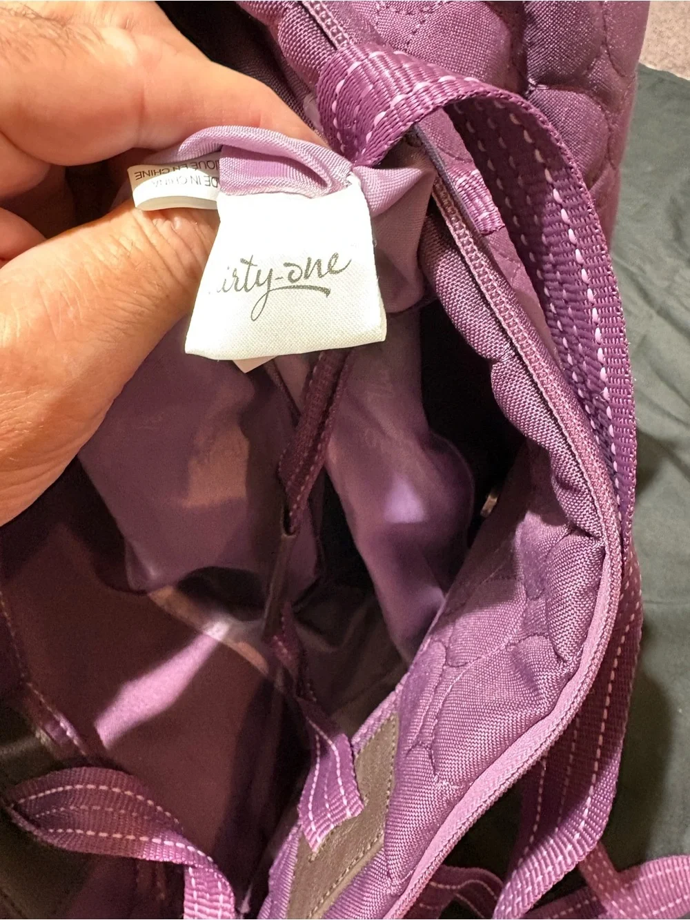 thirty-one Purple Quilted Circle-Pattern Tote with Grommet Straps